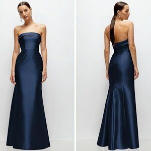 ALFRED SUNG Navy Strapless Dress